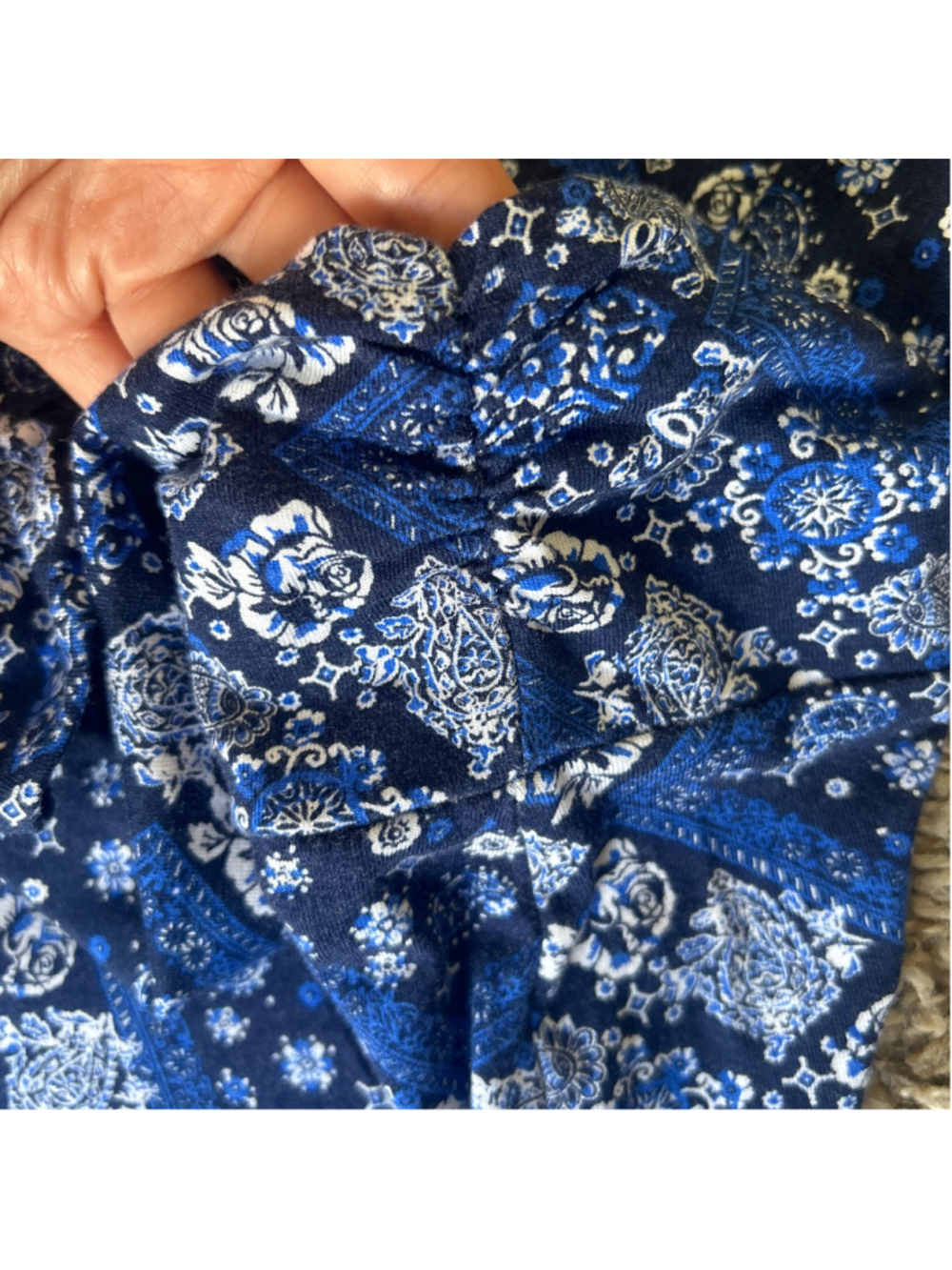 Women's See You Monday Blue & White Paisley Bandana Maxi Skirt S - Picture 3 of 3